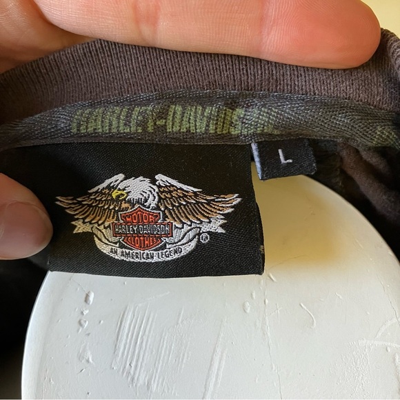 Harley Davidson | Vintage 90s Long Sleeve Pin Stripe Piping Tee Shirt - Picture 6 of 8